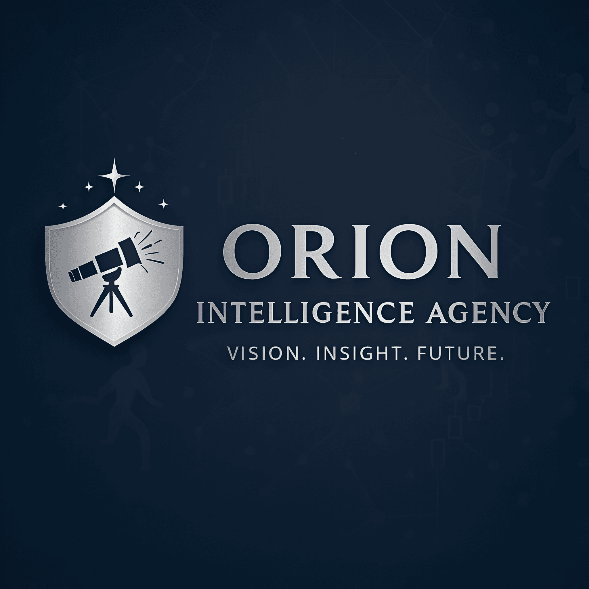 Orion crest—telescope in shield beneath the Orion constellation